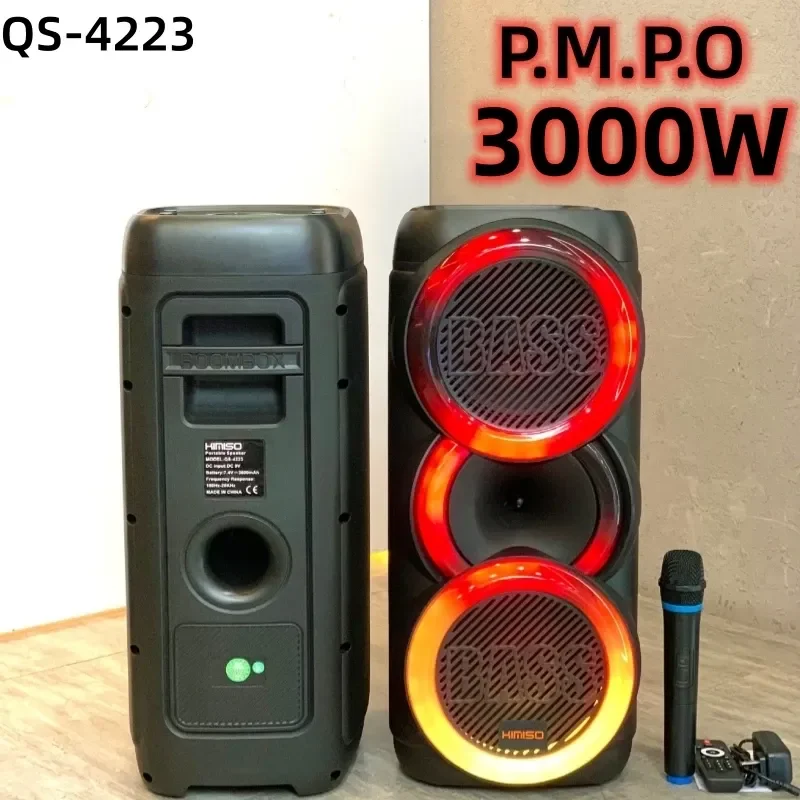 

3000W peak power Bluetooth speaker dual 8-inch LED color lighting karaoke speaker wireless subwoofer caixa de som bluetooth