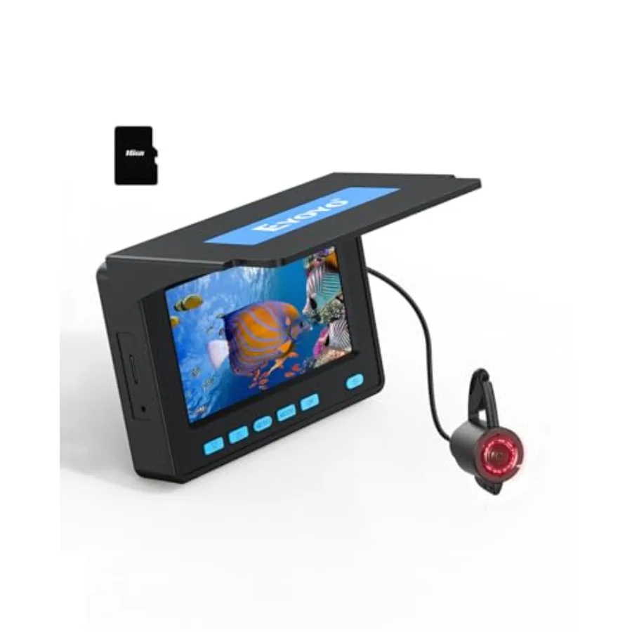 Underwater Fishing Camera 4.3 Inch with 8-Hour Battery Infrared Lights Temperature Depth Detection 20M Cable for Lake Fishing W