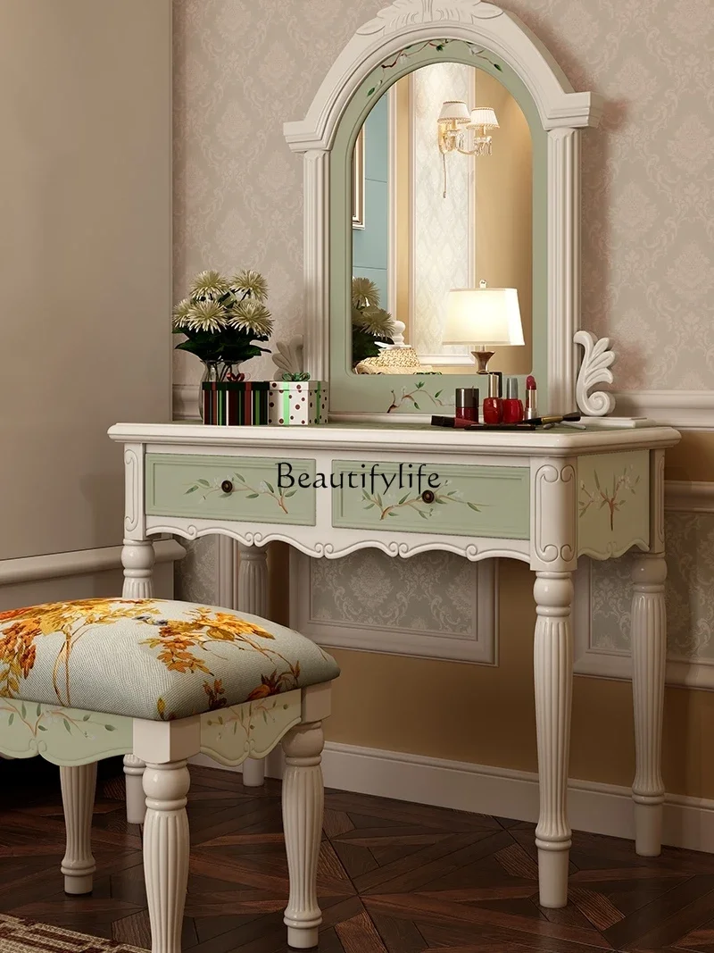 *Dresser Solid wood mini single makeup table Modern and simple, bedroom European makeup table