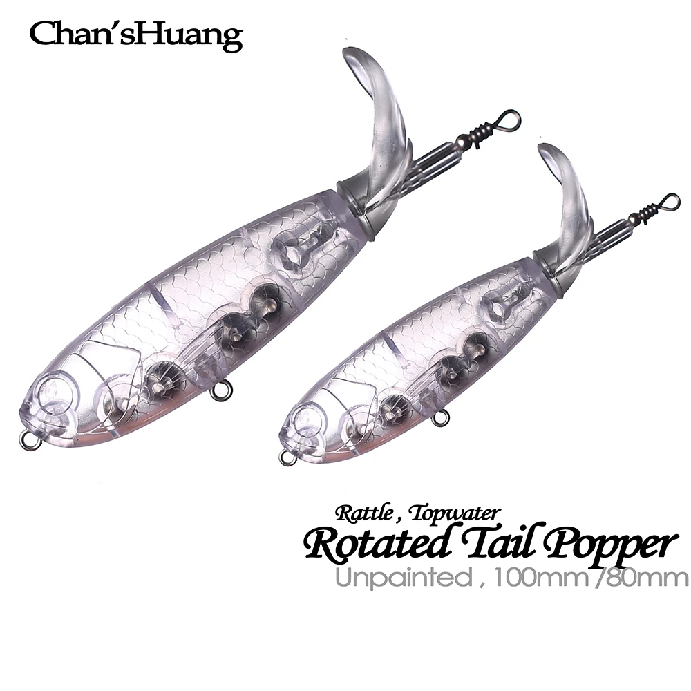 huang sem pintura em branco bait chocalho topwater cauda girada popper spin bait artificial fishing lure combater 8cm 10cm 20 pcs 01