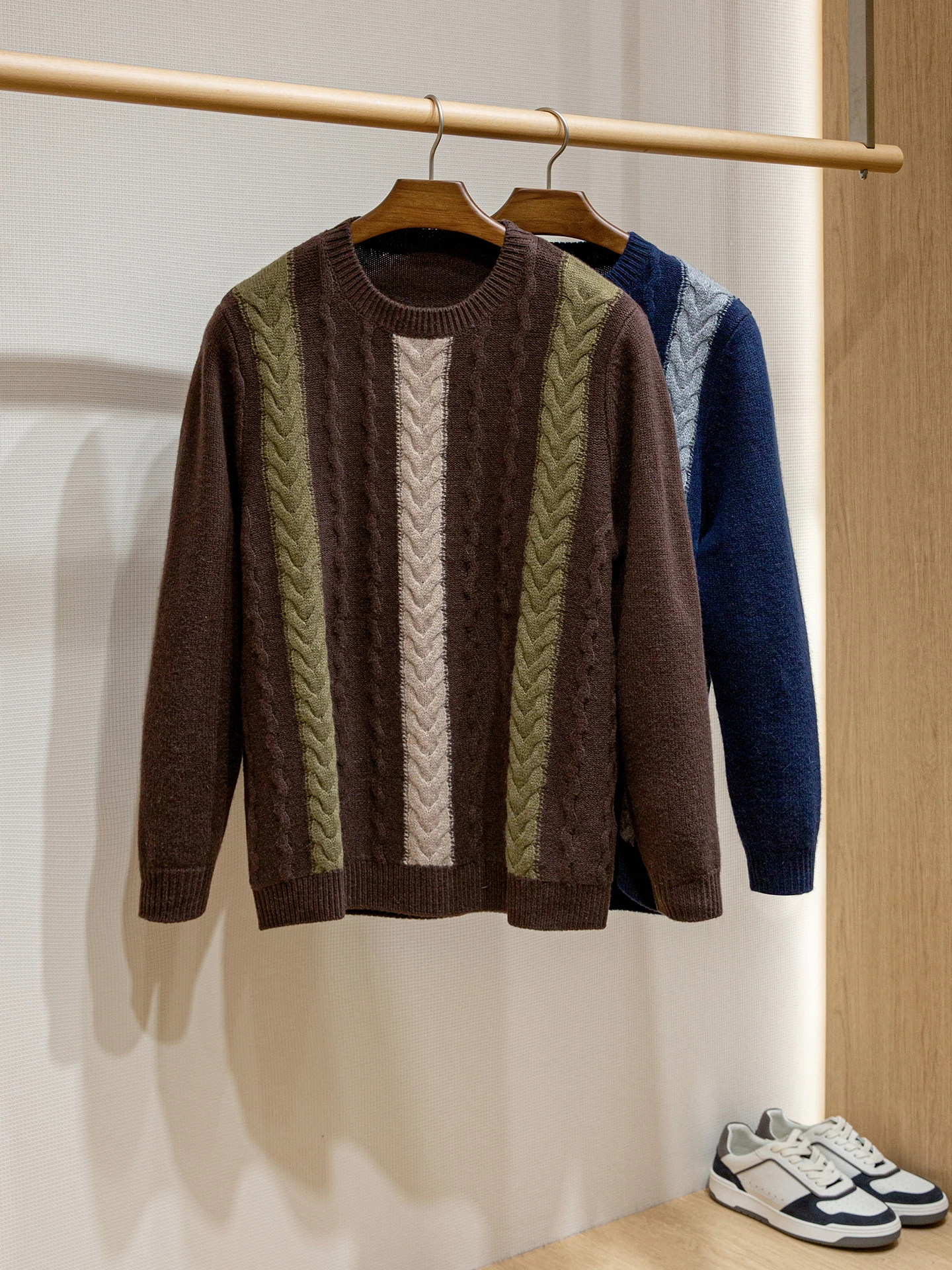 BC High gram cashmere wool blended men's jacquard crew neck sweater