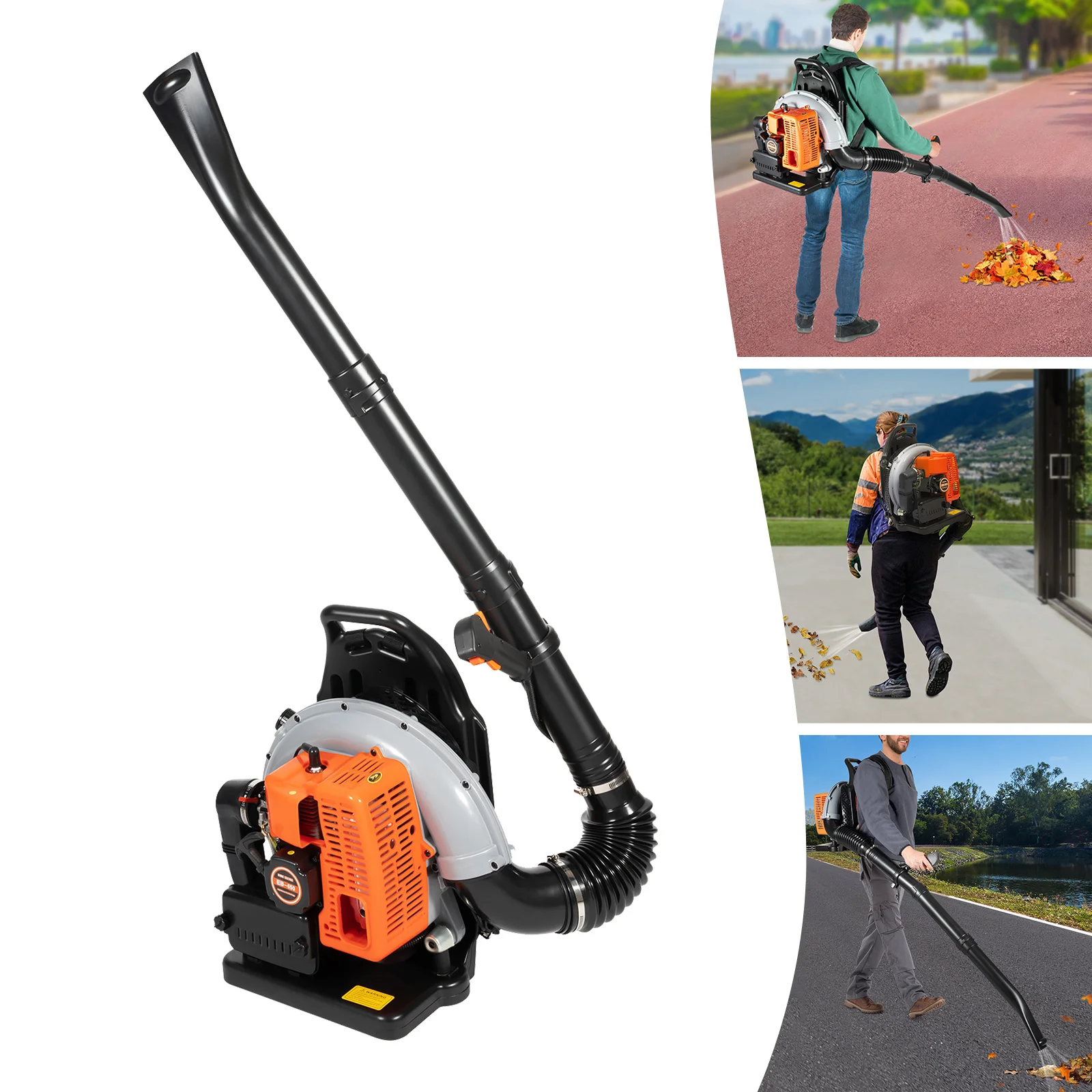 

2.7KW 65CC Gas Powered Blower,2-Stroke Backpack Leaf Blower,1.7L Fuel Tank 6800r/Min Adjustable Air Duct