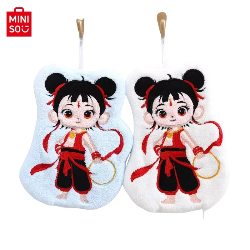 MINISO NEW Nezha Magic Children Sea Wiping Towel with Non Stinky Coral Velvet Water Absorption Quick Drying Cartoon  Small Towel