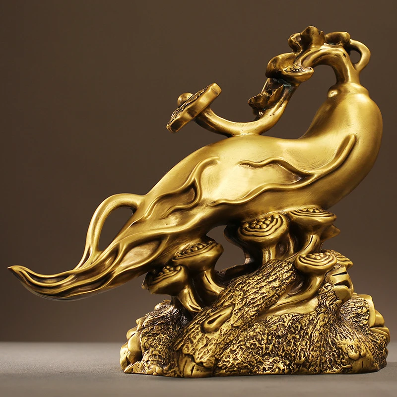 Copper Lingzhi Ginseng Ornament - A Metal Craft Decoration For A Lifetime Of Happiness And Wealth At Home