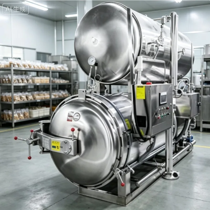 Fully Automatic Double Layer Retort Sterilizer  Water Bath Autoclave Machine For Sausage Canned Fruit Pouch Food Sterilization