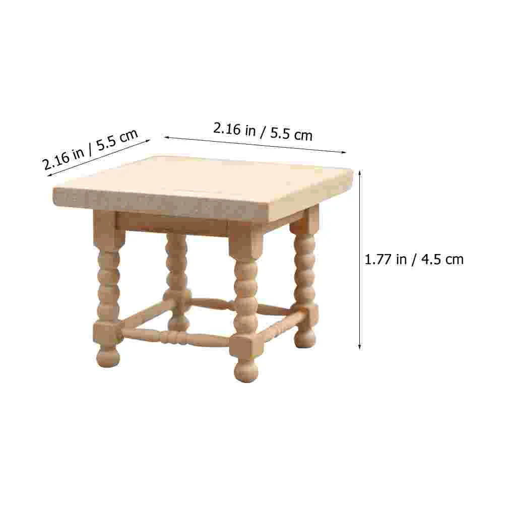 Mini Furniture Model End Table Square Worlds Smallest Toys House Layout Decor Simulation Wood Supplies Figurine Tea Ornament