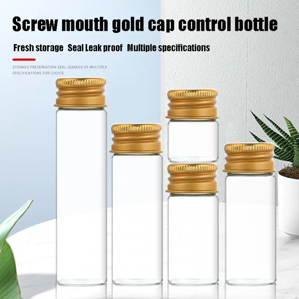 1 Pieces Glass Bottles With Aluminium Lids Small Mini Glass Jars 9 Sizes 5ml/7ml/8ml/10ml/12ml/15ml/20ml/25ml/30ml Refillable