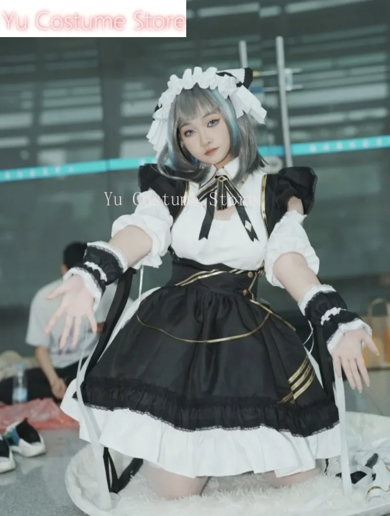 

Yu Костюм Azur Lane Cheshire Cos Maid Косплей Костюм Cos Game Аниме Вечеринка Униформа Хэллоуин Играть Ролевая Одежда Одежда Платье