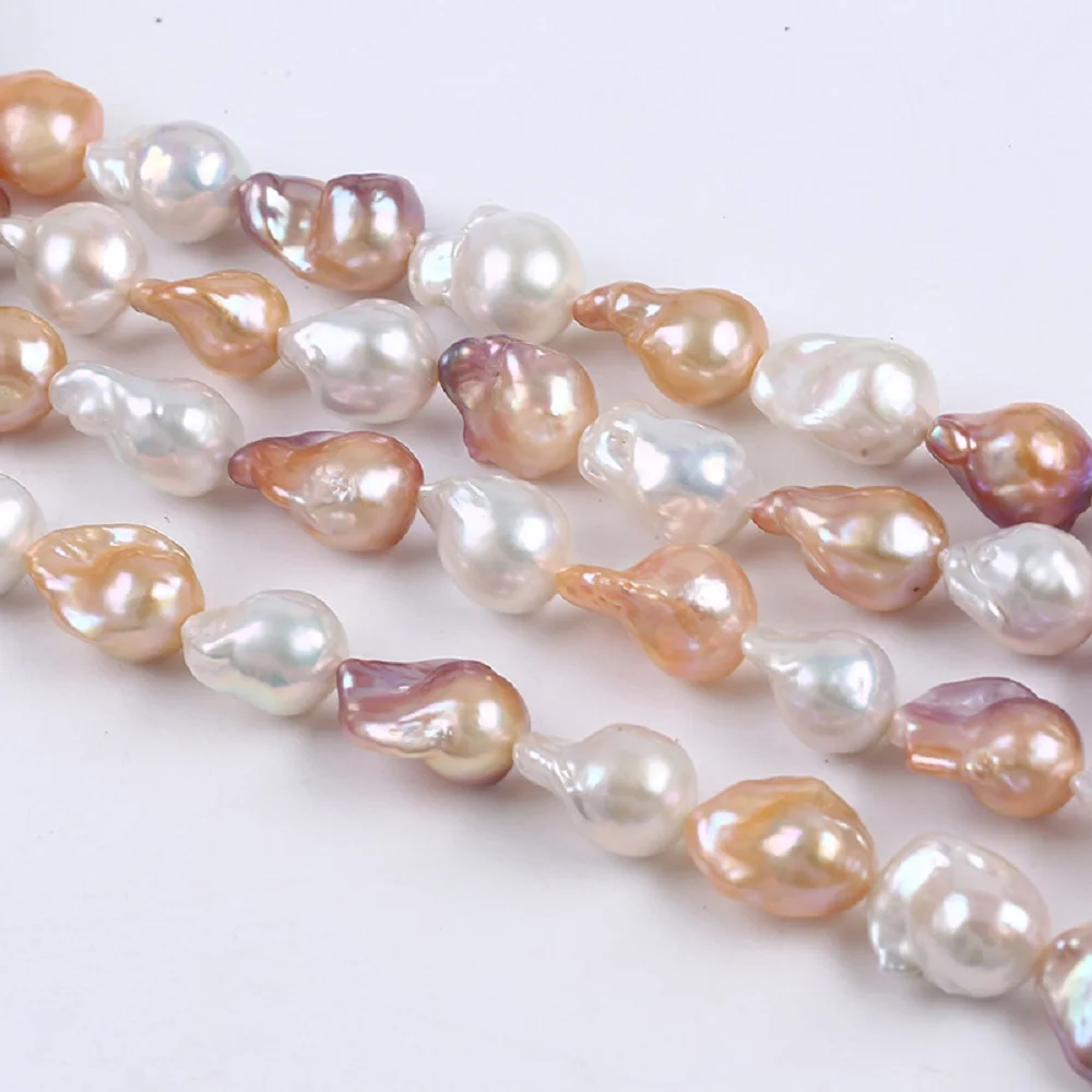 

New Natural Alien Pearl AAA15-21mm South Sea Baroque Pearl Bus Necklace 925s 18inch