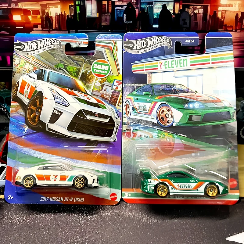 Hot Wheels 7-Eleven Collab 2017 Nissan Gt R R35 Diecast Model Car 1/64 Alloy Especially Edition Hobby Model Fans Birthday Gifts