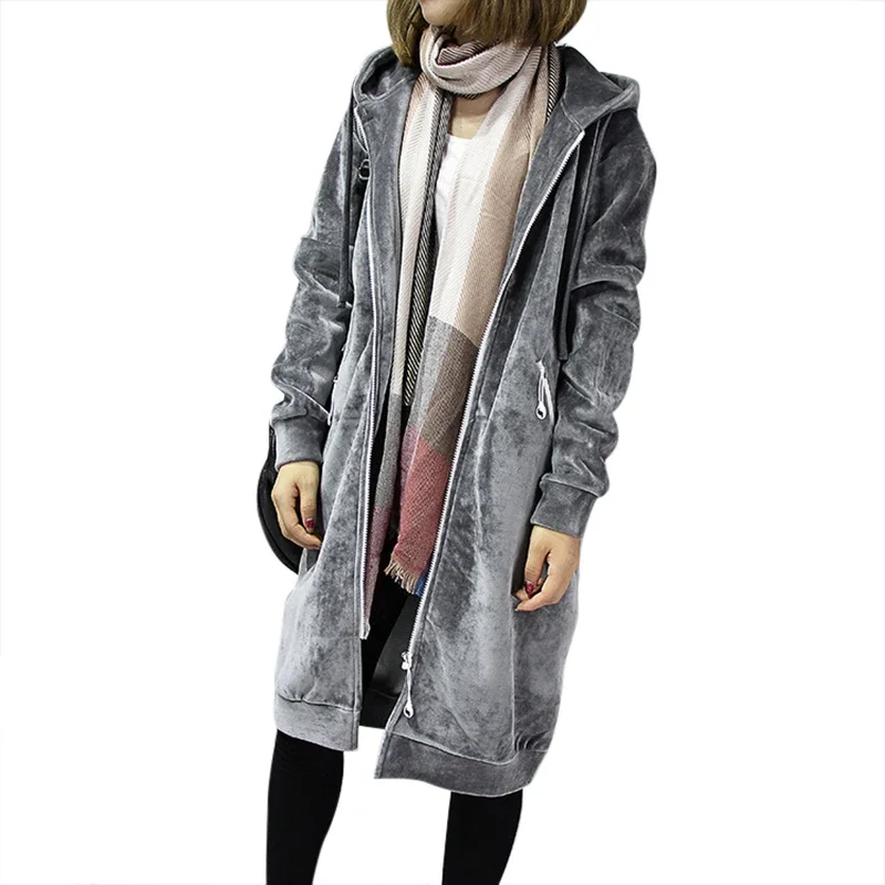 Women's Fall Winter Zip Plush Top Fleece Warm Casual Loose Soft Hooded Cardigan Faux Plush Puffy Sweatshirt Jacket