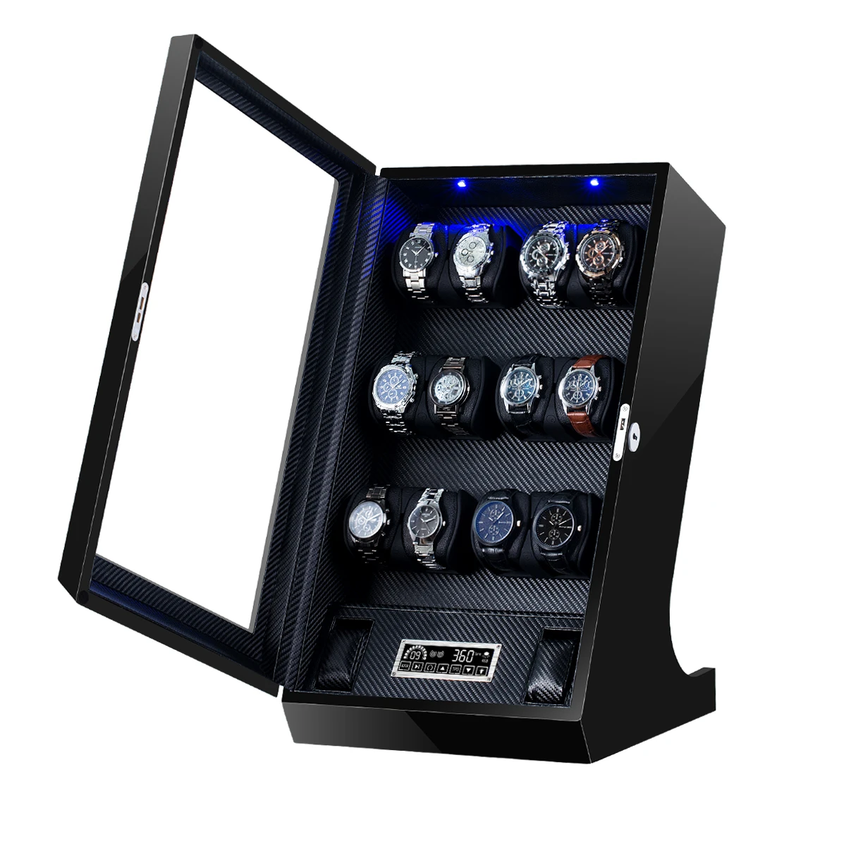 High Quality Luxurious Watch Winder for 6  Slot Automatic Watches with Mabuchi Motor LCD Touch Screen Wooden Watch Safe Box