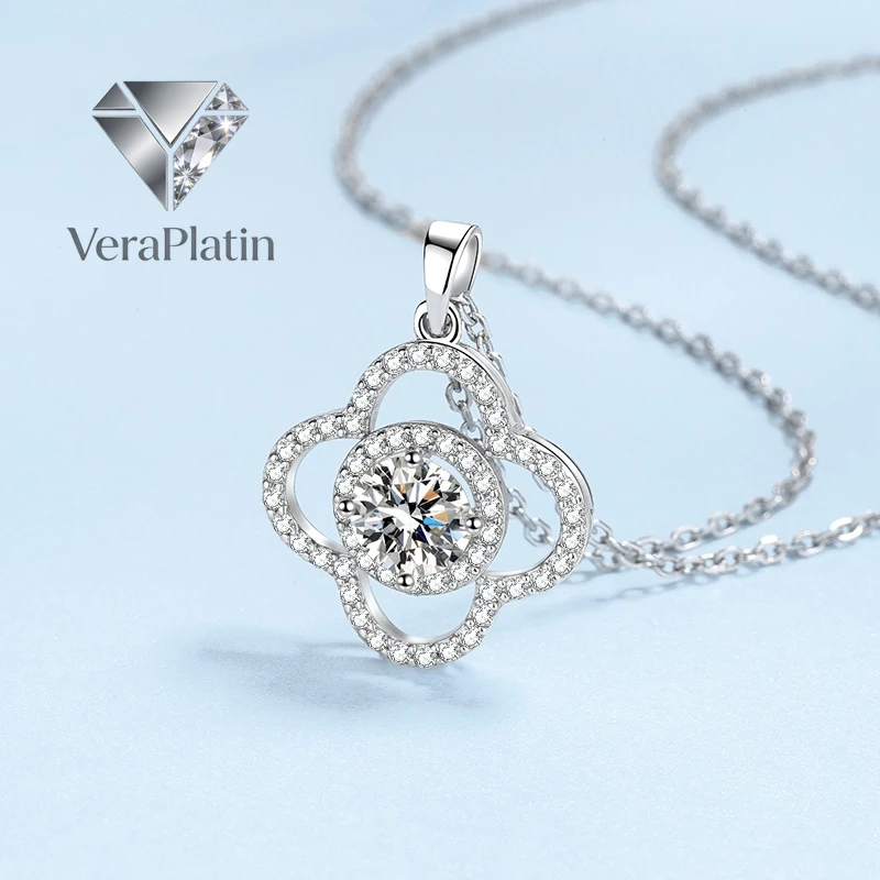

VeraPlatin Women Wedding 18K White Gold Valentine's Day 1CT Moissanite Diamond Daughter Birthday Gift PT950 Gir