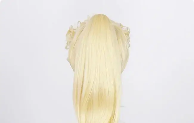 Blonde   Wig for Women   Costume Wig Long Pigtail Ponytail Blonde Wig with Curly Bangs for Costume Party