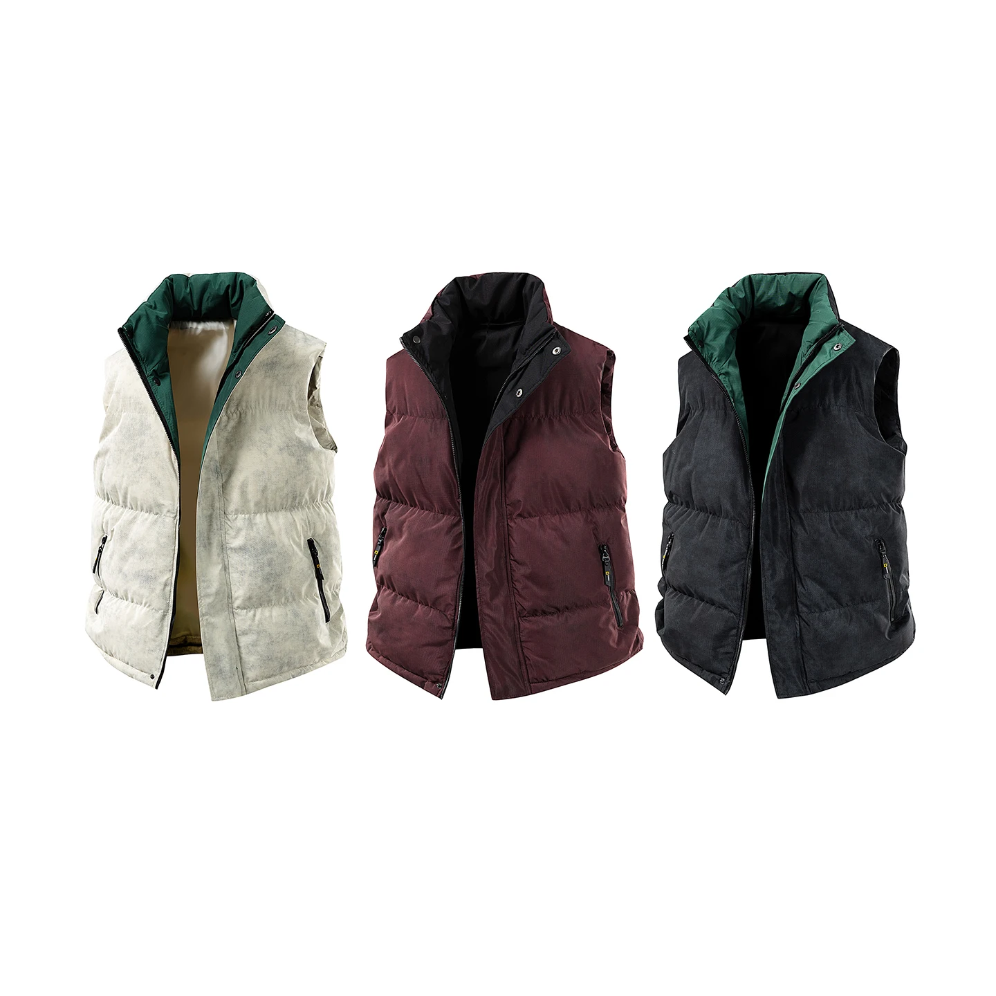 

Men's Faionable Casual Warm Vest Stand Collar Youth Cotton Jaet Vest Autumn Winter New Arrival Versatile Loose Fit Polyes...