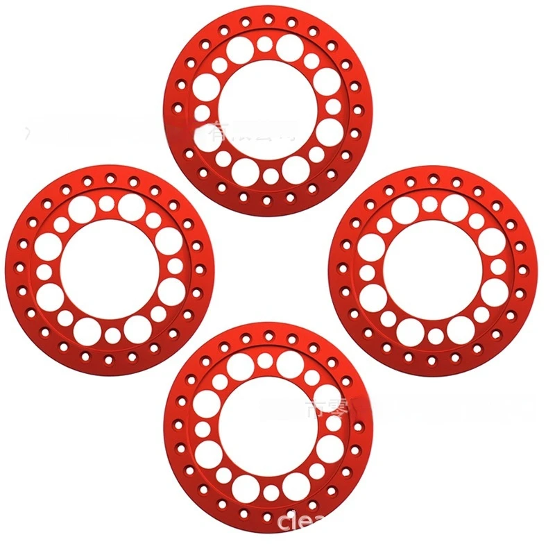 4 قطع من جنوط العجلات الحمراء المصنوعة من السبائك مقاس 1.9 بوصة لسيارات Axial SCX10 AXI03007 TRX4 بمقياس 1/10، قطع غيار للسيارات التحكم عن بعد، إكسسوارات نماذج السيارات