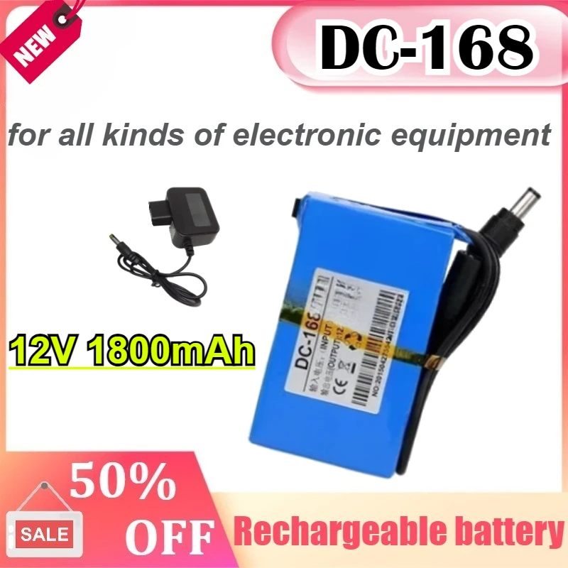 

DC-168 12V 1800mAh Rechargeable Li-ion Battery Mini Portable Lithium-ion Batteries Pack for CCTV Camera with 1A Charger