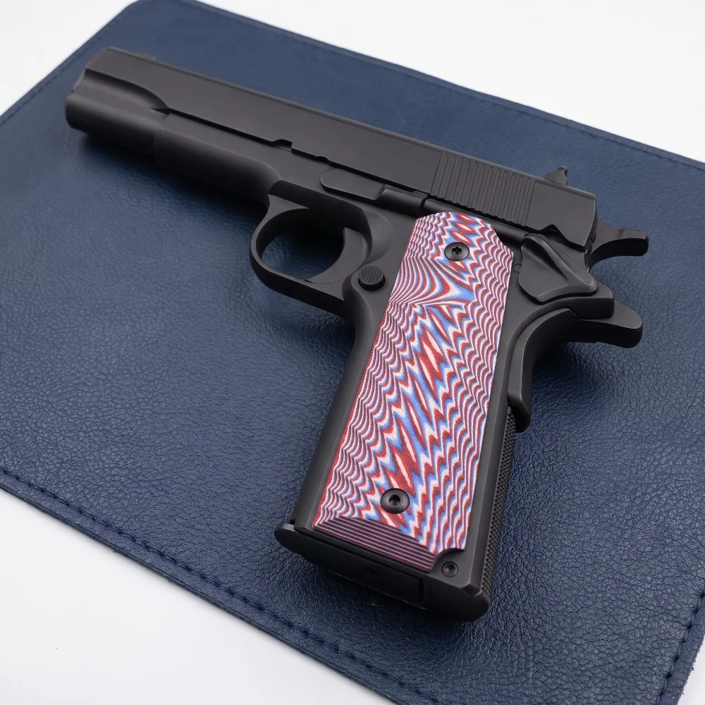 Premium G10 Composite 1911 Pistol Grips Red Blue White Wavy Stippled Surface Wear Resistant Shooting Mod Accessories