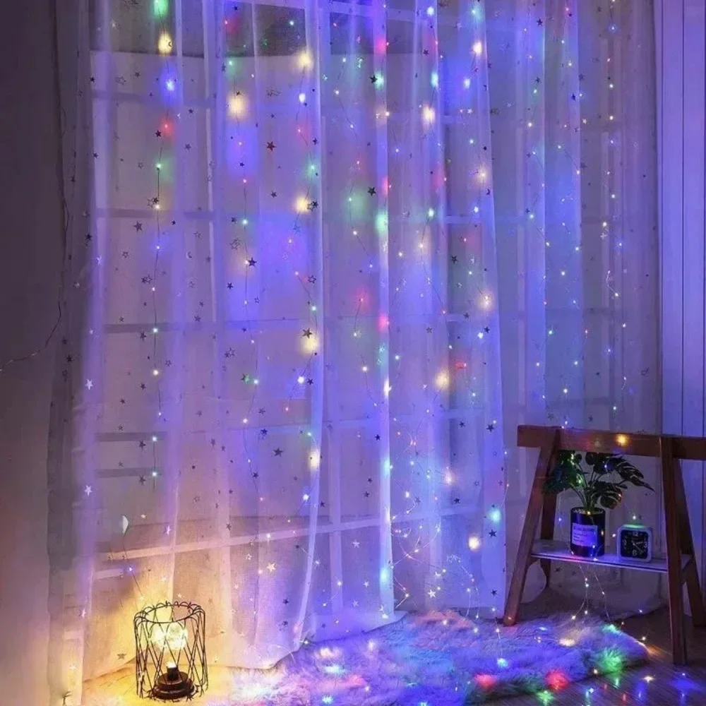3/4/6 m LED-Vorhang-Lichterkette, Dekoration, USB, Urlaubsgirlande, Feenlampe, 8 Modi, für Zuhause, Garten, Weihnachten, Party, Hochzeit, Dekoration – Detail 7