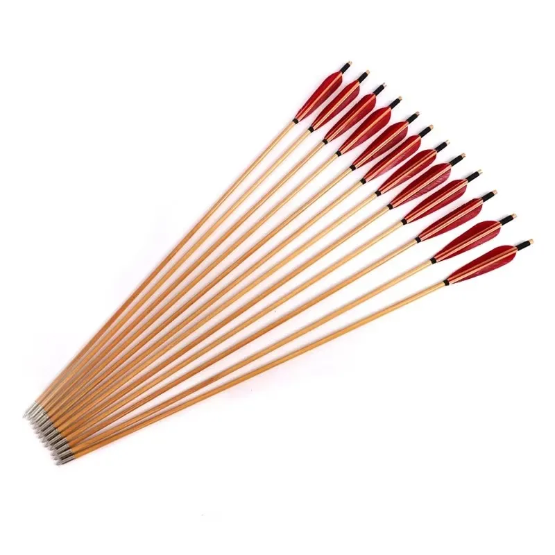 Natural Wooden Arrow for Archery Recurve Bow Arrows, Turkey Feathers, Traditional Handmade Arows, 32 