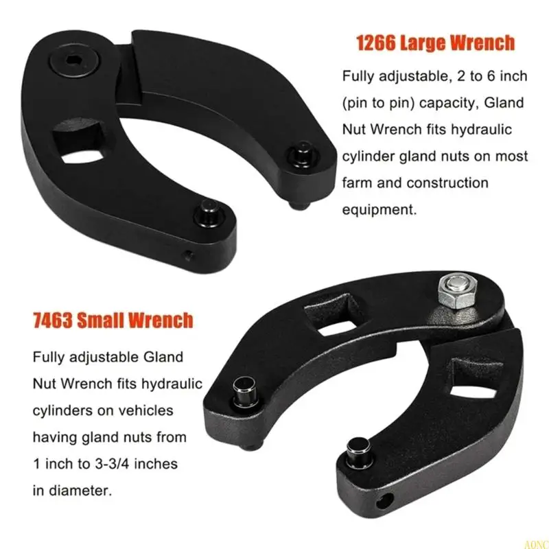 A0NC 2PCS Ferramenta chave chave chave porca ajustável para cilindros hidráulicos na maioria fazendas e 1266