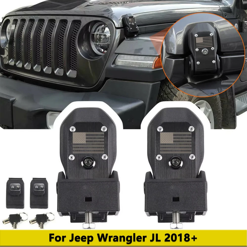 

U.S. Flag Anti-theft Hood Latches Catch For 2018 2019 2020 2021 2022 2023 Jeep Wrangler JL JLU 4XE Rubicon Sahara Gladiator JT