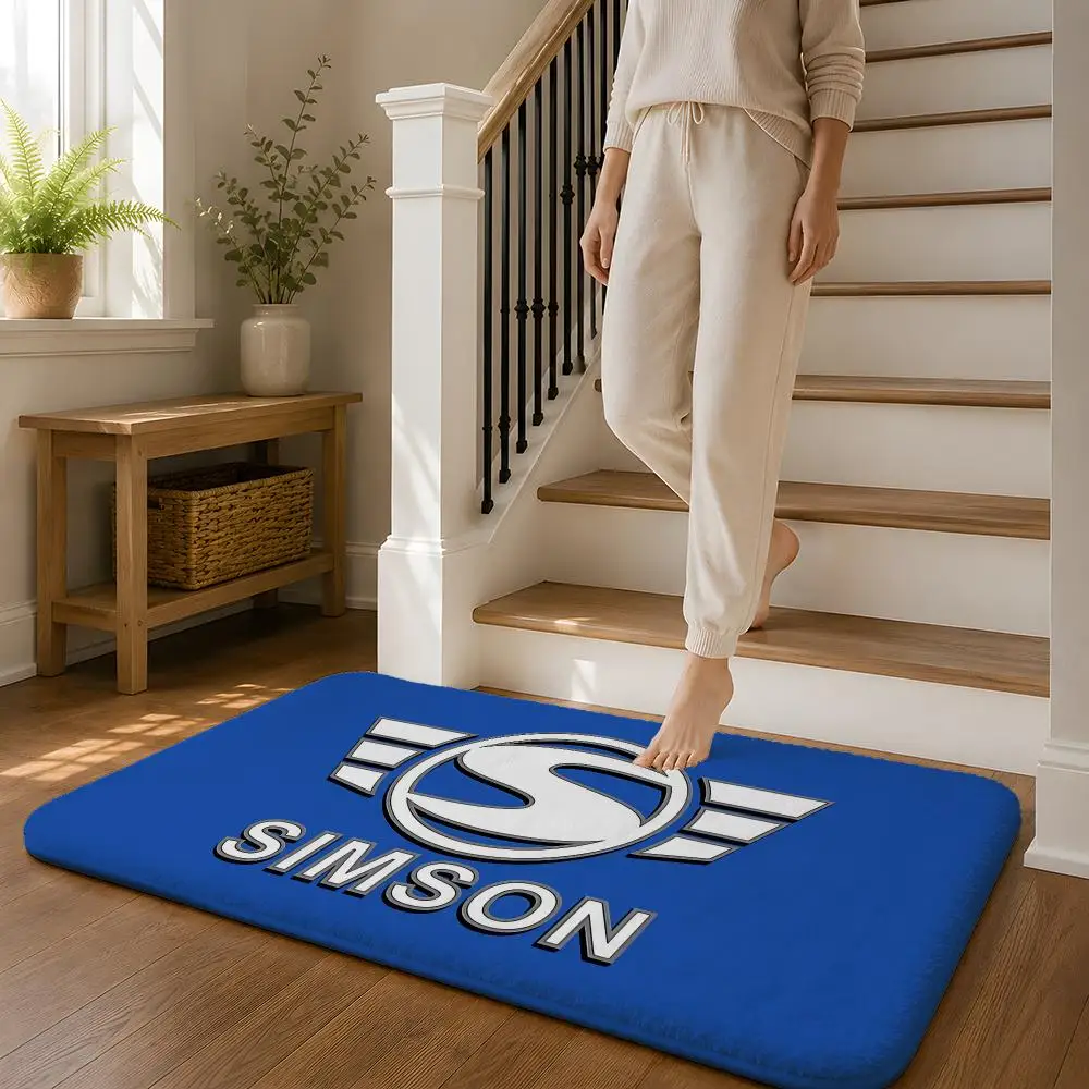 S-Simson Logo Floor Mat Flannel Rug Non Slip Absorbent Soft Washable For Entryway Hallway Bathroom Kitchen Decor
