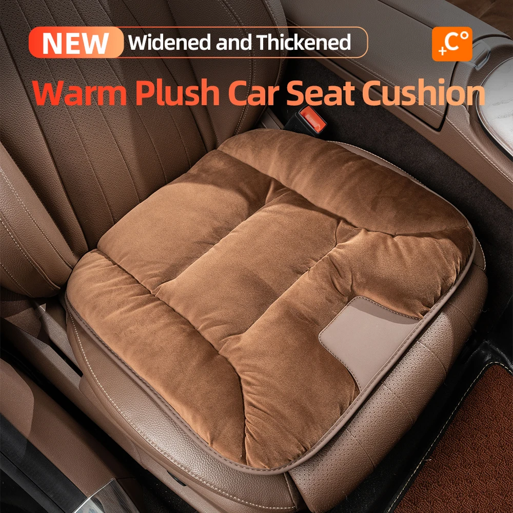 Warmes Auto-Plüsch-Sitzkissen für Herbst und Winter, verbreitert und verdickt, universell für Limousinen, SUVs, Transporter, MPVs, Sitzbezug in Schwarz, Braun, Orange, Beige, Grau, Rot