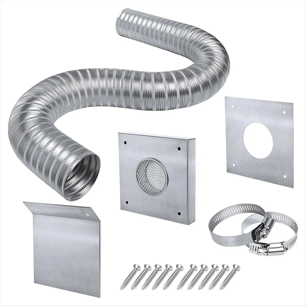 A89X Pellet Stove Air Intake Kit 2x60Inch Outside Cold Air Kit for Pellet Stove Pipe Aluminum Flex Vent Pipe for Stove