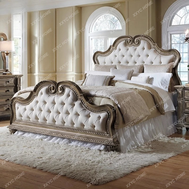 

Кровать из массива дерева для главной спальни, свадебная кровать, кровать-принцесса, для небольшой квартиры, элитная, простая, на заказ.