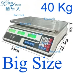 Komercyjna waga stołowa do ważenia i cen w języku angielskim, waga spożywcza i owocowa do supermarketów o wadze 40 kg