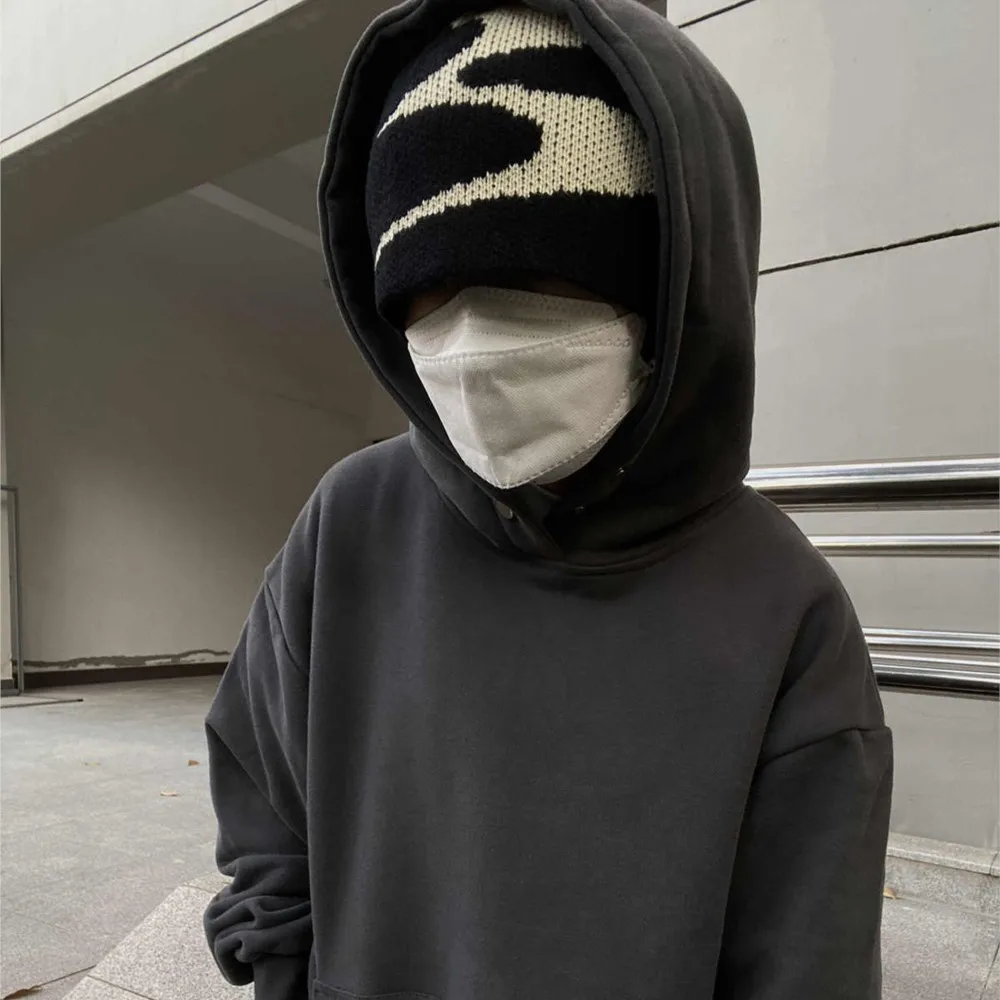 Men Beanies Knit Y2k Hip Hop Graphic Cap Streetwear Winter Goth Vintage Korean Fashion Pullover Accessories Unisex Women Hat Y2k