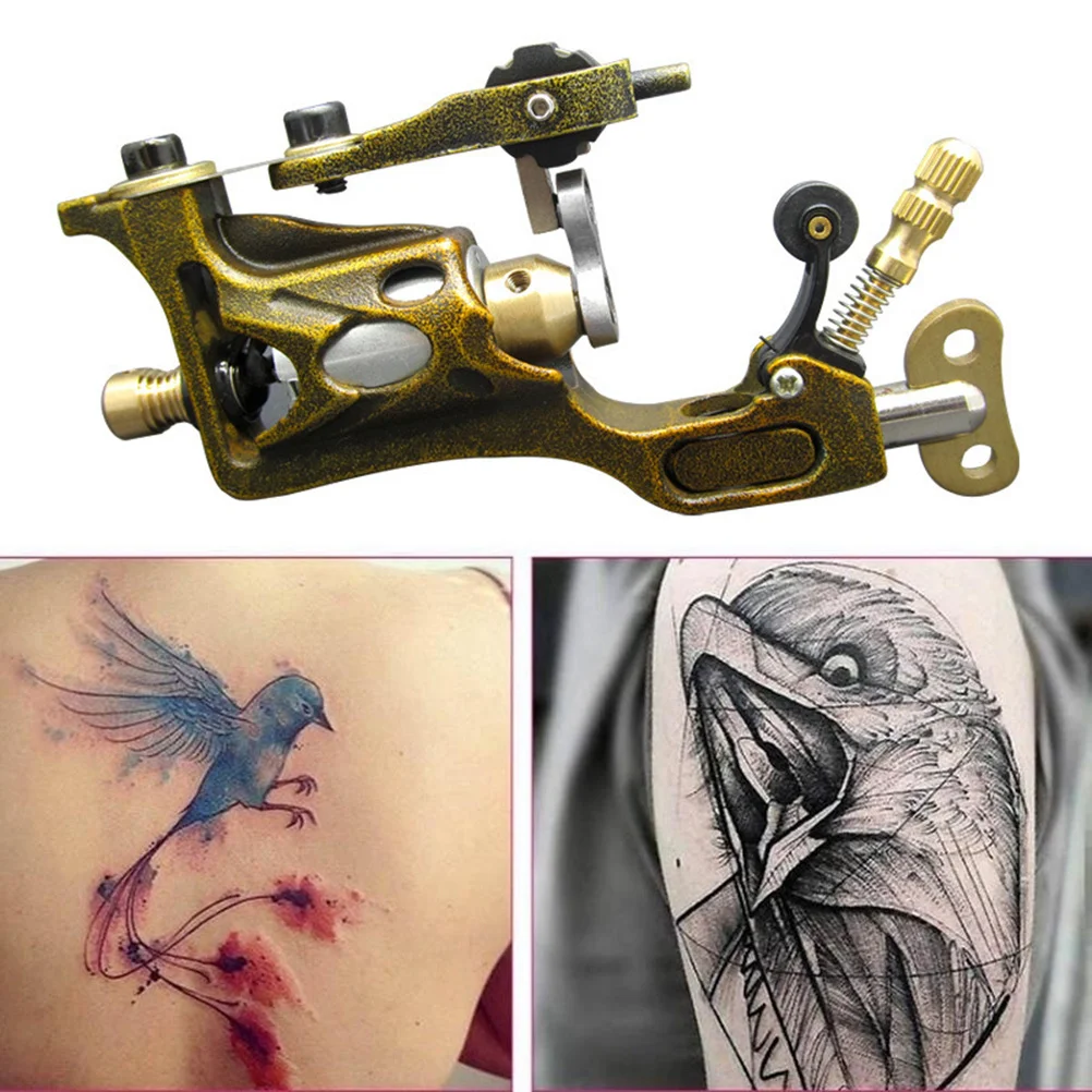 آلة الوشم الدوارة الذهبية المتينة عالية الجودة تصميم احترافي آمن وفعال للفنانين بطانة شادر موتور العرض