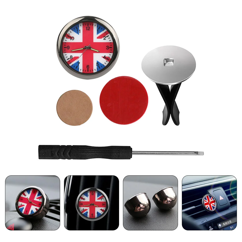 

Creative Miniature Union Jack Car Clock 1 Set Stainless Steel Interior Dashboard Vehicle Clock Auto Accessories UK