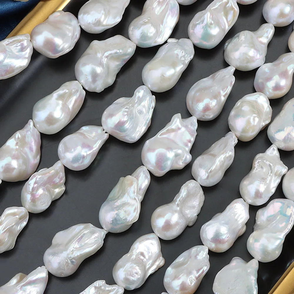 Natural Freshwater Pearls Large Baroque Fishtail Pearl Strand Beads Semi-finished Diy Handmade Jewelry Making Necklace Accessory