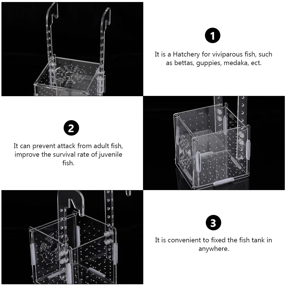 

2Pcs Aquarium Fish Tank Isolation Box Acrylic Hanging Breeding Hatchery Transparent Incubator Holder Transparent Fish Tank