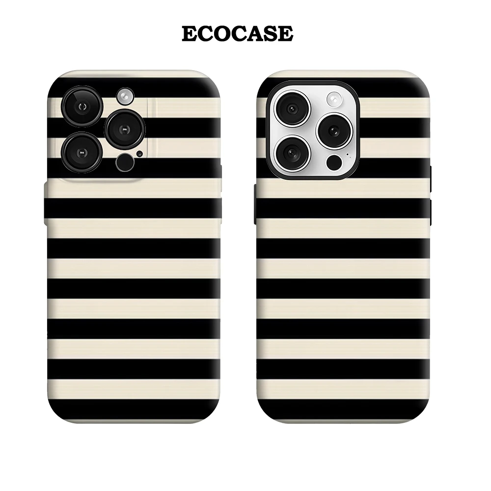 Zwart-wit verticale streep IPhone 17 Must-Haves telefoonhoesje voor IPhone 17 16 15 14 13 12 Pro Max Plus dubbellaagse achterkant