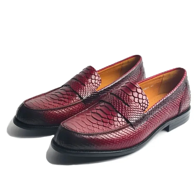 Popular Men Loafers Fashion Snake Pattern Leather Shoes Driving Footwear Handcraft Customized Comfortable Business Shoes Leather