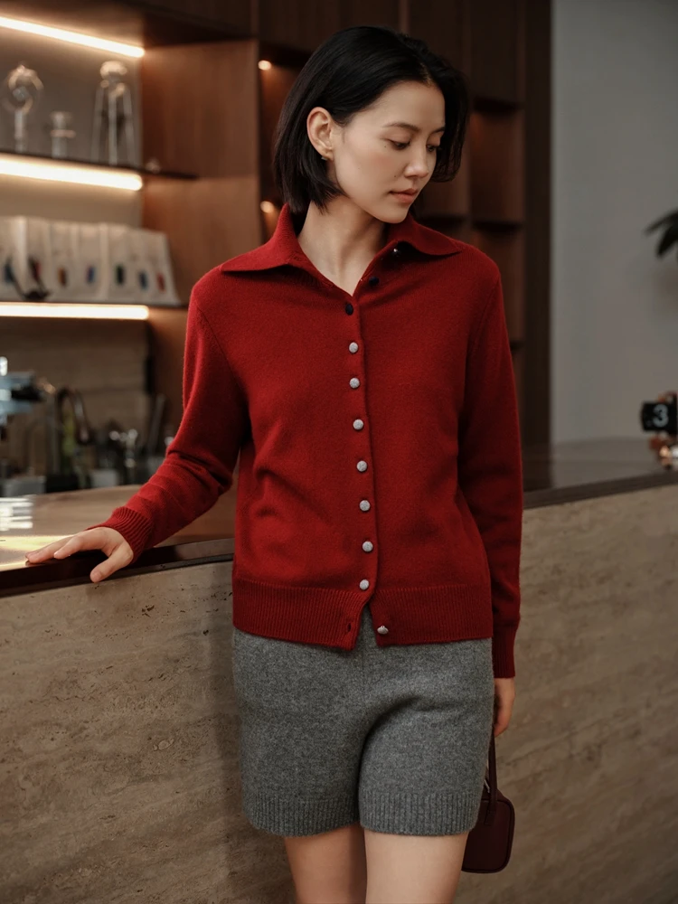 رائعة 100% الكشمير نعمة الراحة محبوك بدوره إلى أسفل طوق سترة سترة الخريف الشتاء الدافئة لينة الملابس النسائية القمم