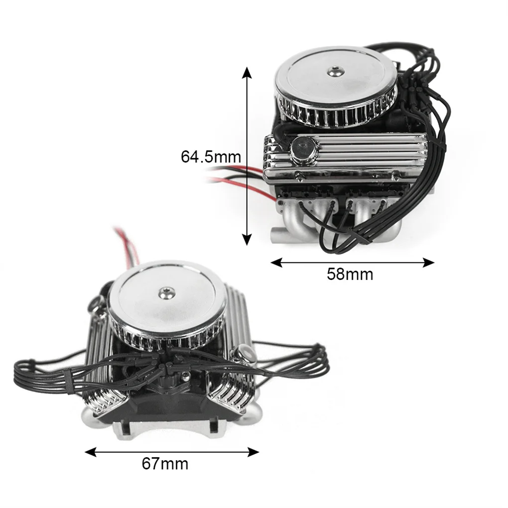 V8 Engine Radiator Fan Set Improve RC Car S Performance 1/10 RC Crawler RC Crawler Car Engine Motor