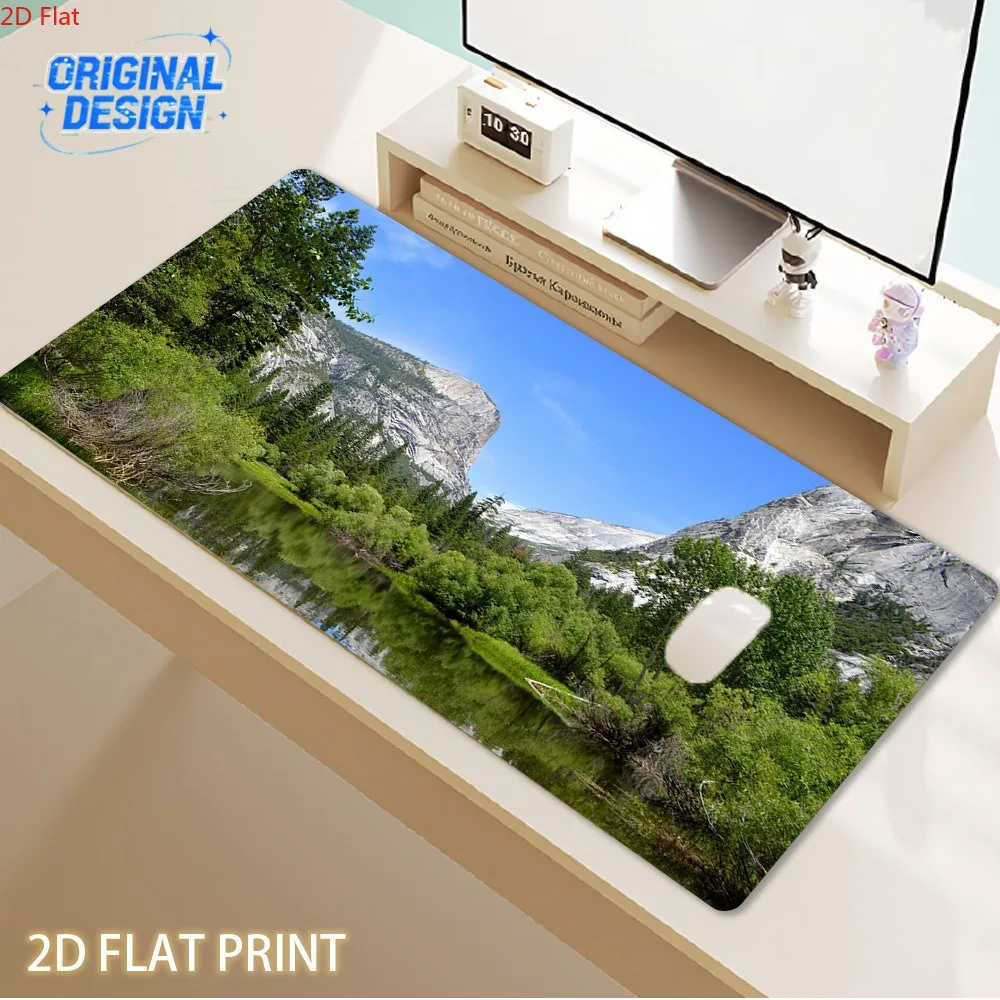 Landscape Mouse Pad, Yosemite Mirror Lake Half Dome Natural Scenery Pattern, High-Definition Printed Non-Slip Thickened Desk Mat