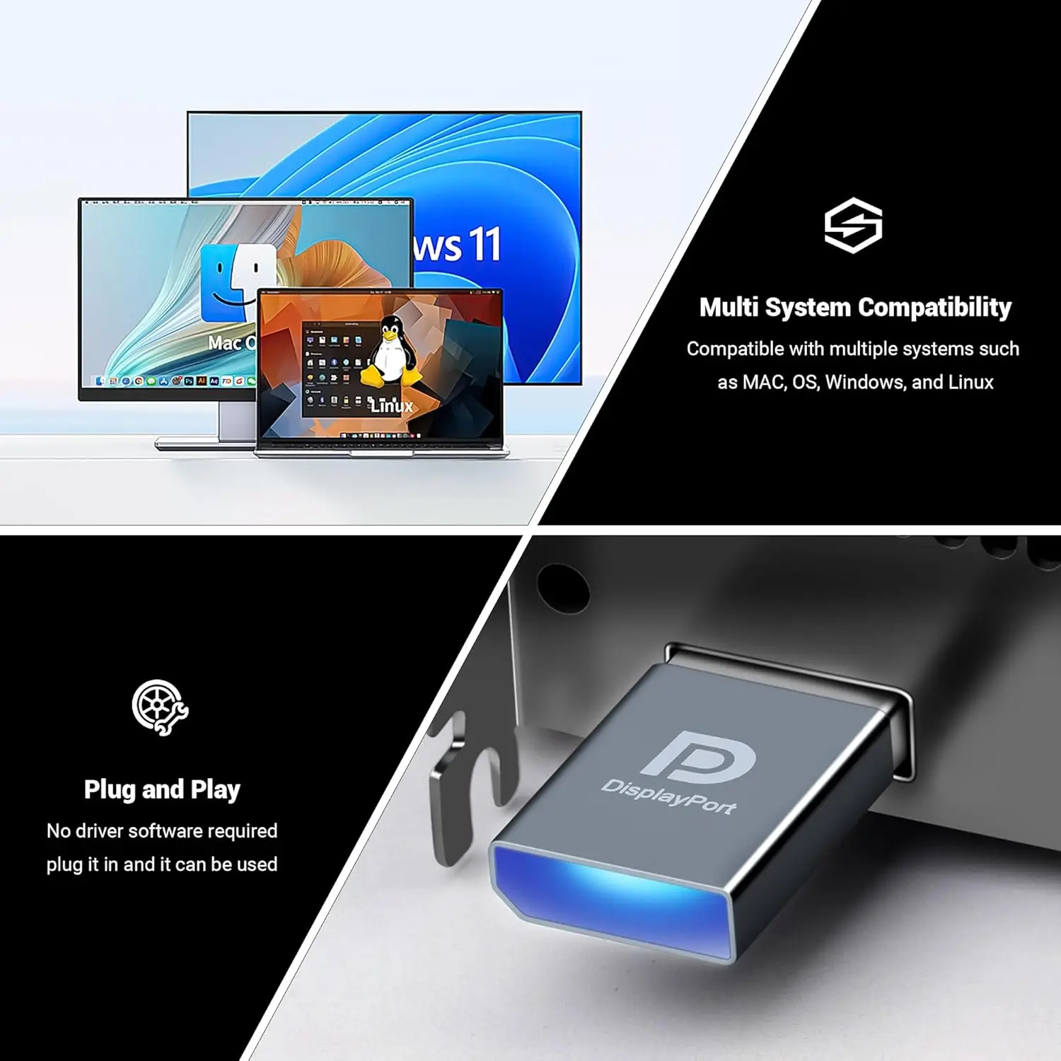 4K DP الدمية التوصيل عرض المحاكي Displayport شاشة افتراضية مقطوعة الرأس شبح عرض EDID المحاكي 4K DP محول العرض الافتراضي