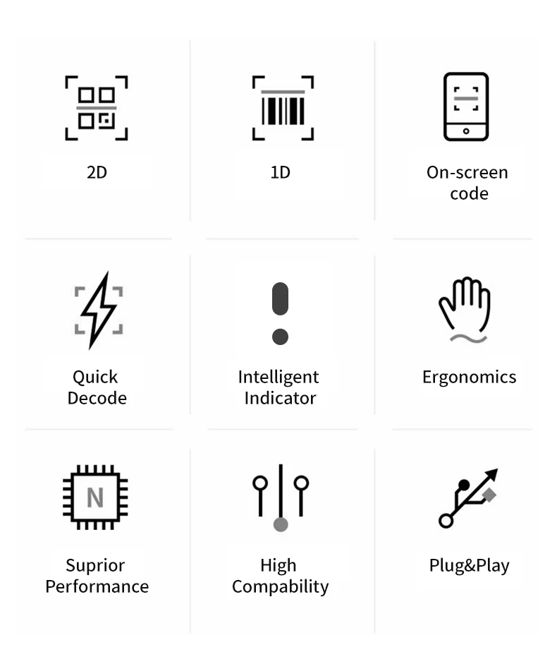 

HS25 Проводной 1D 2D ручной сканер штрих-кода для проверки цены с подставкой Сканер QR-кода для супермаркета
