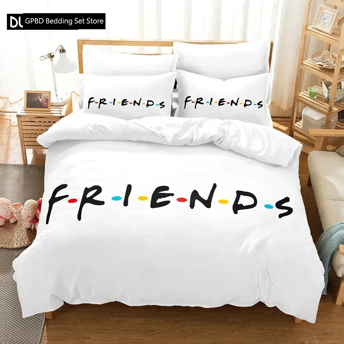 3D friends Comfortable Duvet Quilt Cover Pillowcase Bedding Set Children Bedroom Decoration Home Textile