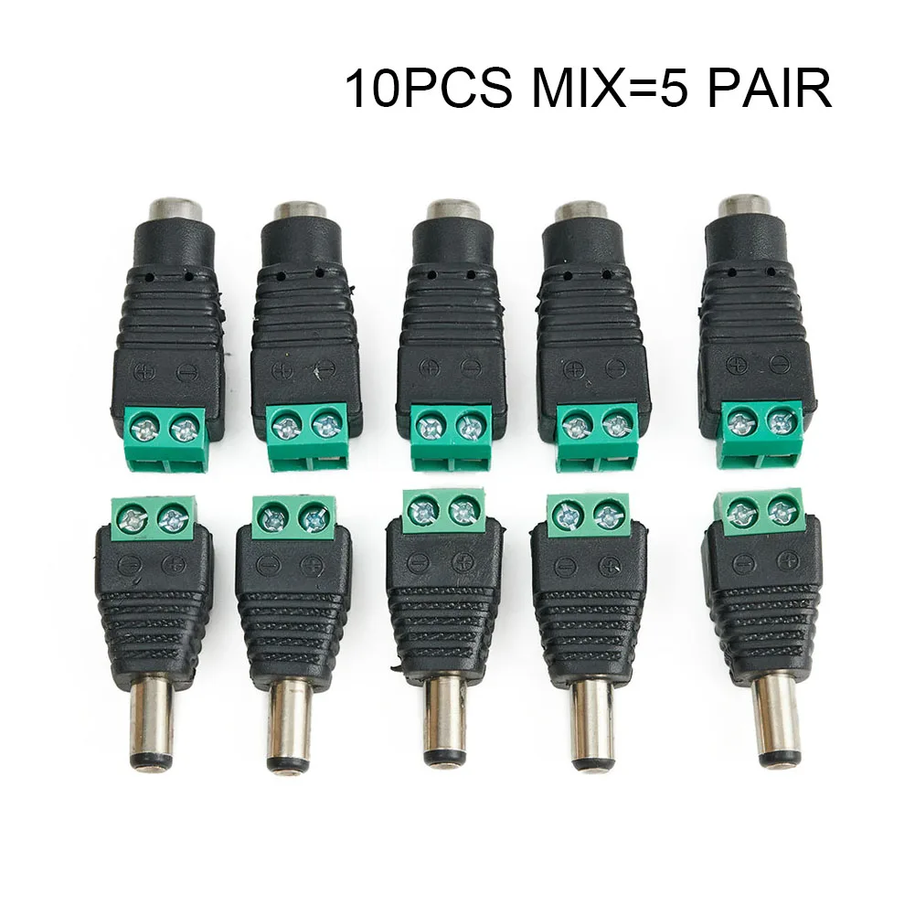 10pcs 5.5x2.1mm DC Power Male Female Connectors 12V Screw Terminal Adaptors for CCTV Camera Installation No Crimping Required