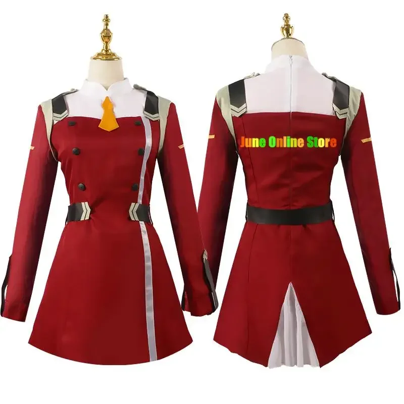 Darling Zero Two Cosplay Costume para Mulheres, Jogo, Vestido Sexy, Headband, Peruca, Sapatos, 02