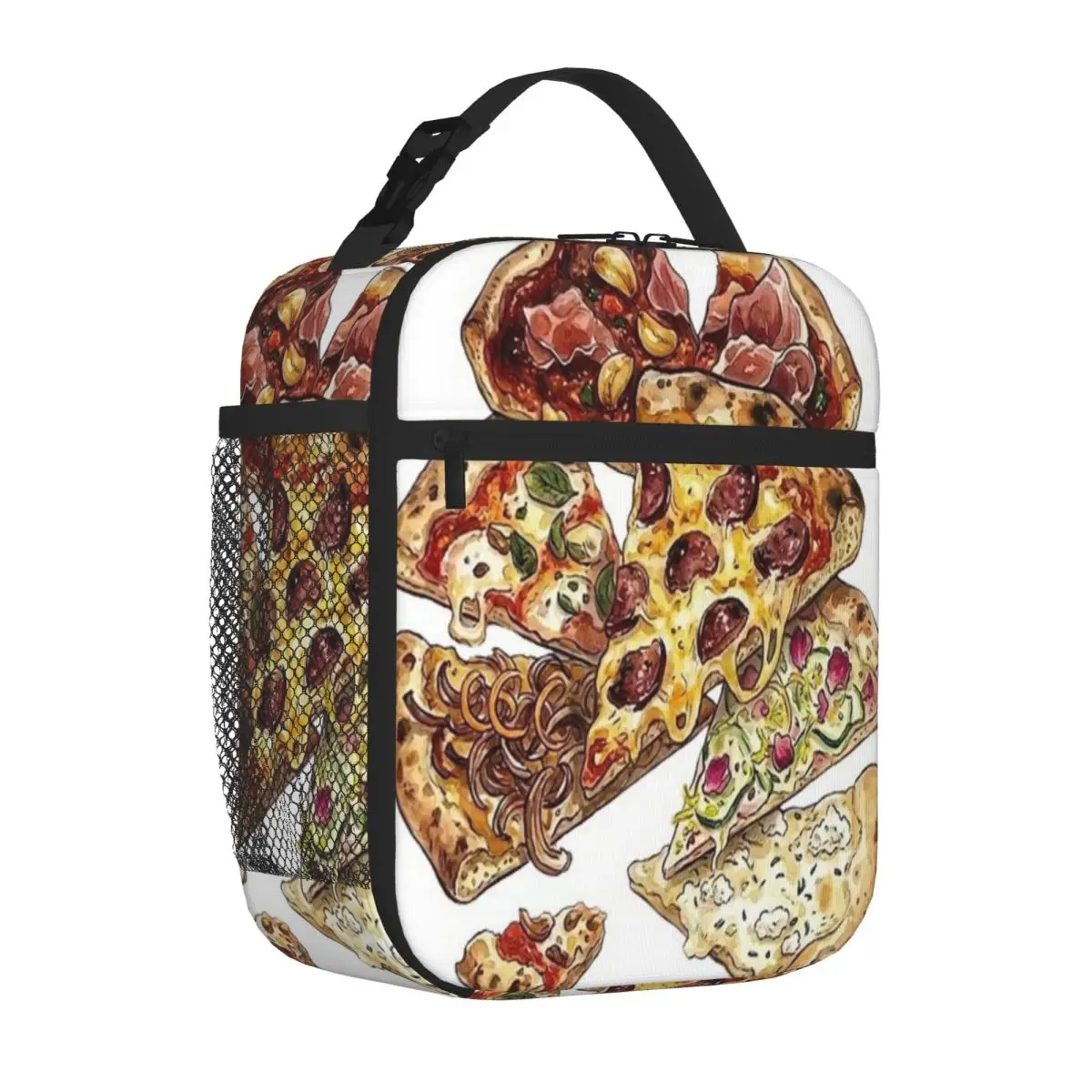 Hot Sale Pizzas Watercolor Carry Lunch Bag School Field Trip Sports Lunch Bag