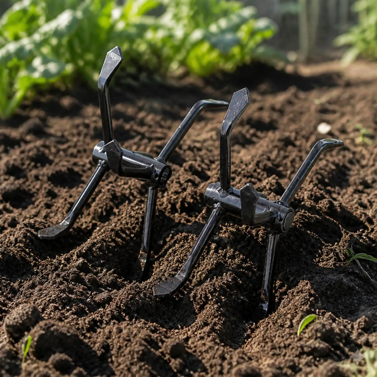 Deep-Tilling Wheel Assembly Black Metal Garden Cultivator Attachment