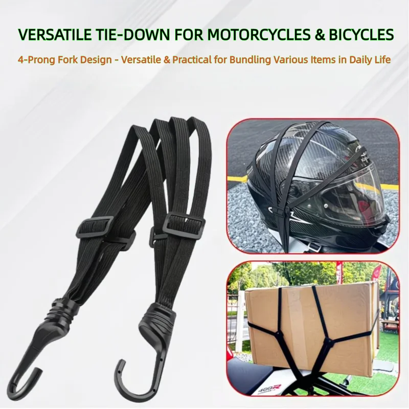 Adjustable Motorcycle Helmet Strap | Elastic Fixing Rope for Securing Helmet to Back Seat (60cm/90cm) - Anti-Loss Design
