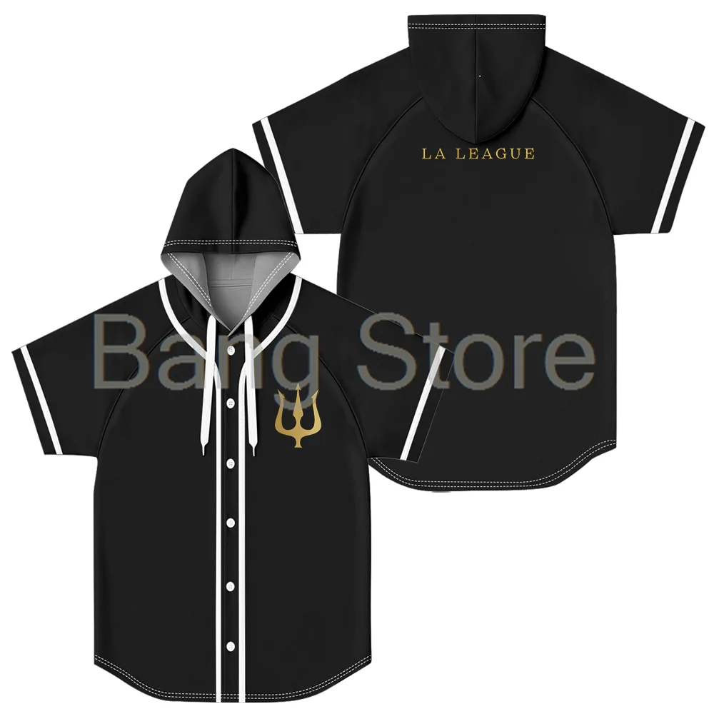 

Werenoi Trident Baseball Jersey Unisex Hooded Short Sleeve Shirt Casual Trendy Clothes